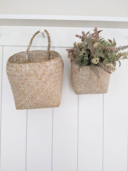Hand-Woven Seagrass Wall Baskets Set/2