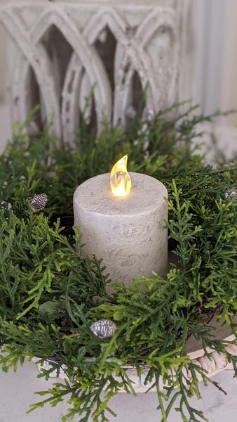 Rustic White Pillar Candle