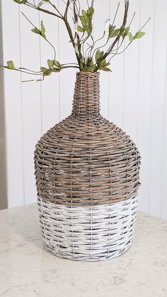 Willow Demijohn Two-Toned Basket Vase, Large