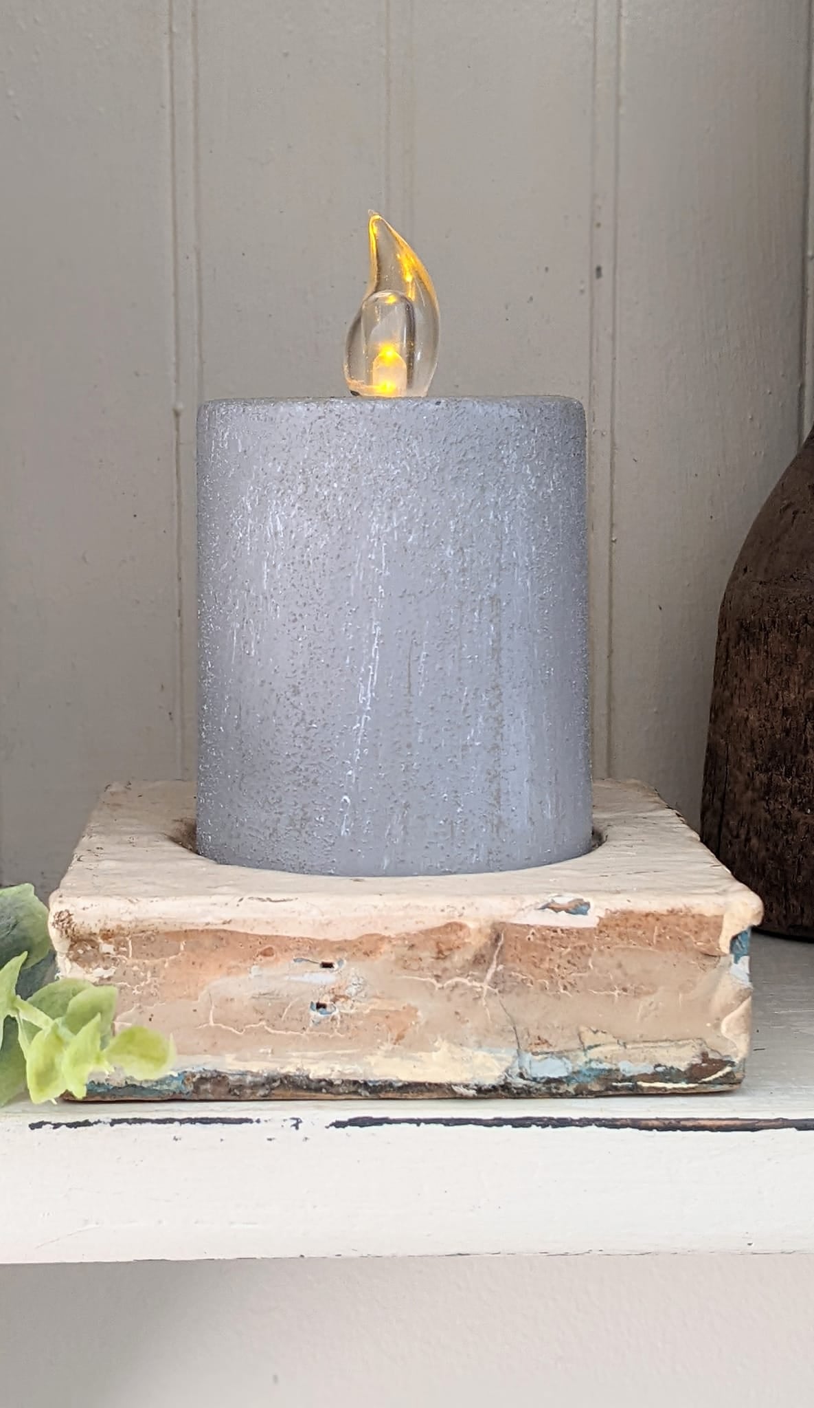 Cement Look Pillar Candle