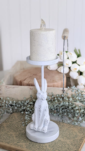 White Bunny Candle Holder