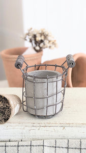 Metal Wire Basket with Cement Pot