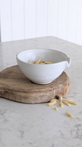 mini white ceramic measurememt bowl with spout