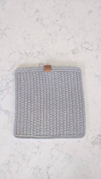 gray woven hot pad