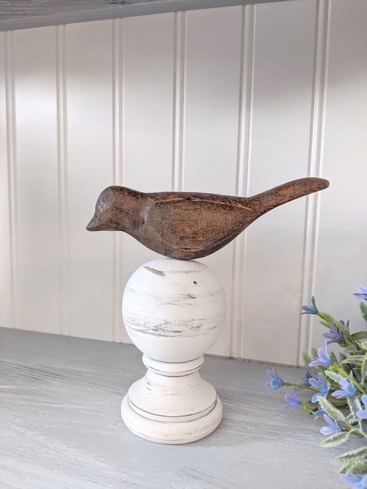 Wood Carved Bird Finial