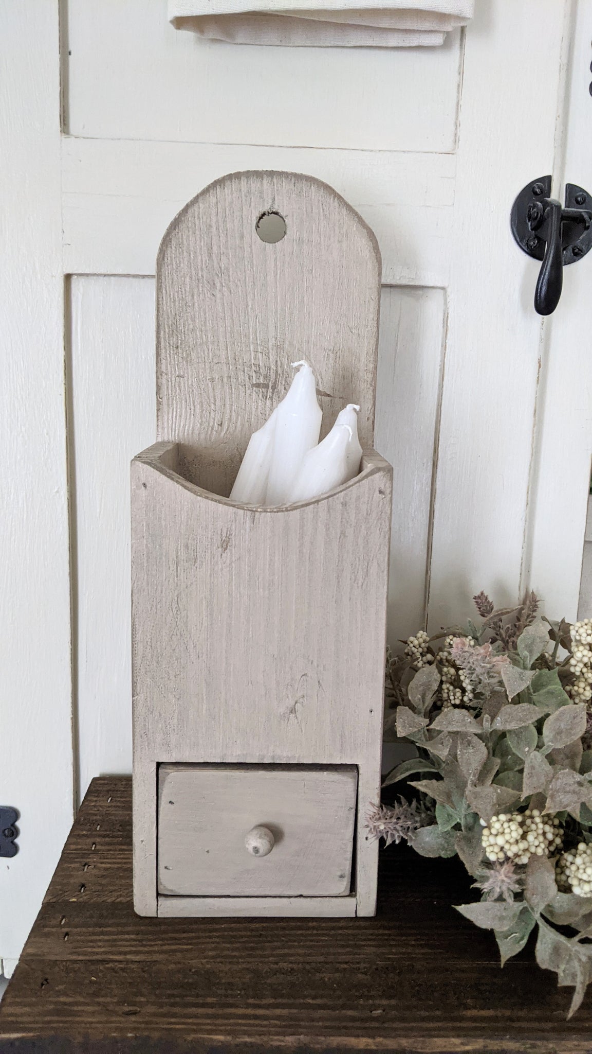 ivory candle box with drawer