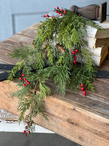 Alpine & Red Berries Hanging Stem