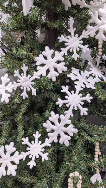 fabric white snowflake garland